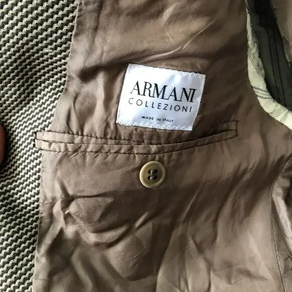 Armani Collezioni Italian Wool Blazer Tan Brown 40